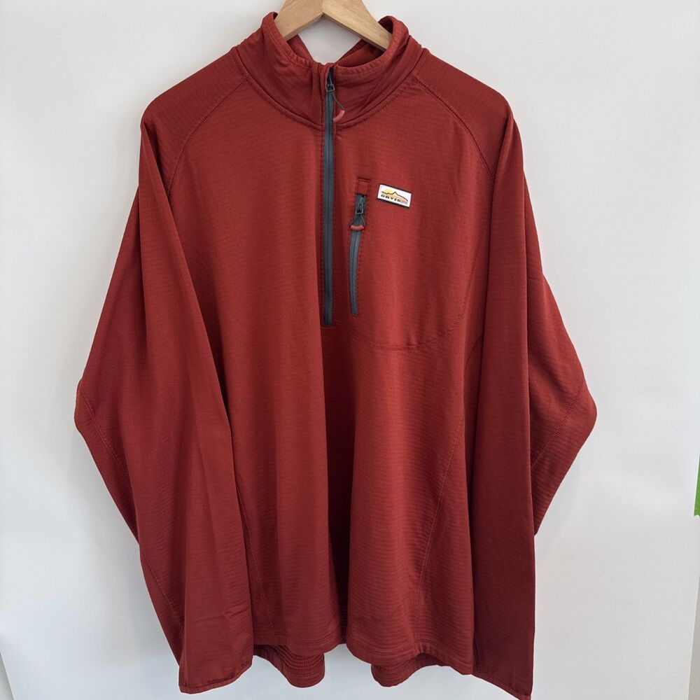 Orvis 1/4 Zip Pullover Performance Stretch Jacket Mens XL Rust Athleisure Earthy - Picture 2 of 14